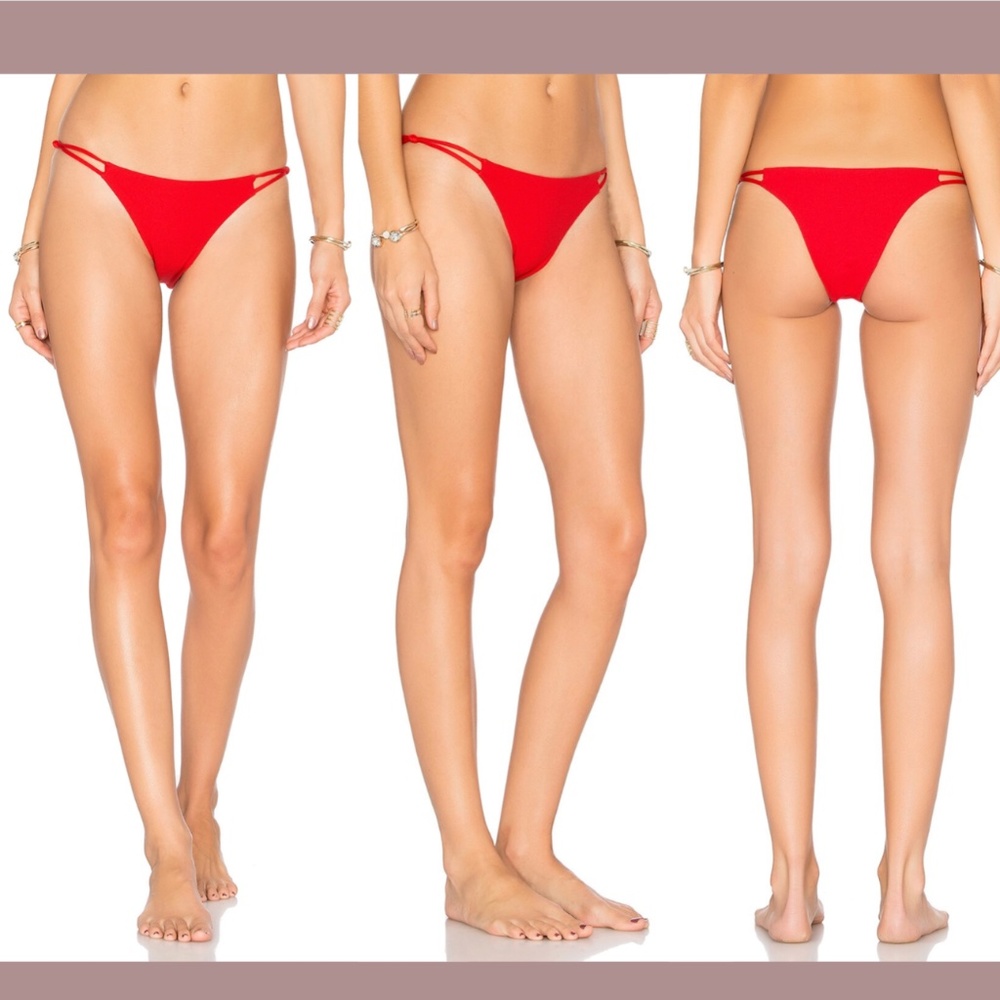 NWT Tavik [ Medium ] Ribbed Knotted Strap Asher‎ Bikini Bottom in Red